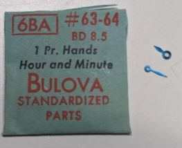 NOS Genuine Bulova 6BA BD 8.5 - HR/MIN Watch Hands Set/Pair #63-64 Blue Diamond - £11.86 GBP