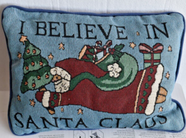 Vintage Christmas Rectangle Pillow &quot;I Believe in Santa Claus&quot; - £11.08 GBP