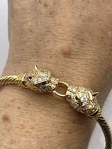 Vintage Katze Cougar Gold Gefüllt Einstellbar Armreif Armband - £50.67 GBP