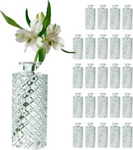 Glass Bud Vase With Diamond Pattern Surface Mini Bud Vases In Bulk, 24, Clear - £34.78 GBP