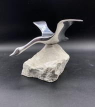 Canadian Goose Signed 983 Hoselton Aluminum Sculpture 5.5” On Rock - £46.70 GBP