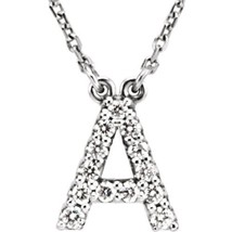 Precious Stars 14K White Gold 1/8CTW White Diamond Initial A Pendant Necklace - £373.64 GBP