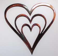 Heart Trio - Metal Wall Art - Copper 7 1/2&quot; x 7 3/4&quot; - £14.41 GBP