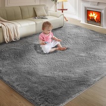 Fairblink Rugs For Living Room 6X9 Grey, Large Fluffy Shag Fuzzy, Skid Durable - £50.18 GBP