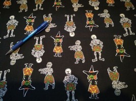Halloween Mummy Witch Black Bermuda Shorts Cotton Fabric By The Yard - $6.44