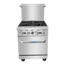 Stove AGR-4B 24&quot; Gas 4 Burner Restaurant Range, Space Saver Oven Casters... - £1,481.20 GBP