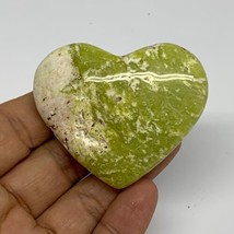 74.2g, 1.9&quot;x2.3&quot;x0.9&quot; Green Serpentine Heart Polished Gemstones, B33858 - $19.79