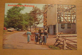 Amish Barn Raising Postcard Unposted - £8.07 GBP