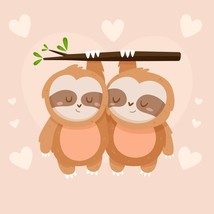 Valentines Day Lovely Sloth Couple SVG, Sloth Moth Clipart, Sloth Ornament Vecto - £2.19 GBP