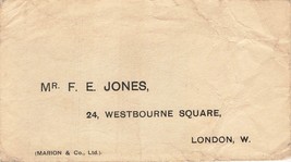 Mr. F E Jones 24 Westbourne Square London W England-Marion &amp; Co. Ltd. En... - £4.73 GBP
