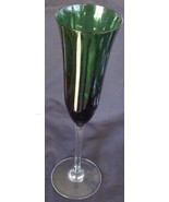 Beautiful Stemmed Champagne Flute – Green Glass with Clear Stem – VGC – ... - $36.66 CAD