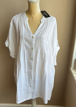 Club Z Collection Womens Tunic White Swim Cotton Cover up Sz XL Herringbone - £27.49 GBP