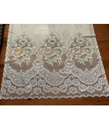 Lace Blue Pink and Yellow Rose Curtain panels set of 2 - £16.12 GBP