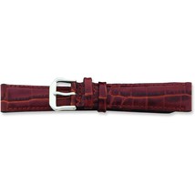 de Beer Brown Crocodile Grain Leather Watch Band 20mm Silver Color - £21.47 GBP