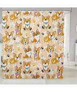 Corgi Cartoon Dog Paw Shower Curtain 72x72 Inches - $52.46