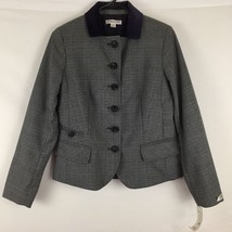 Pendleton Women&#39;s Blazer Size 6 Gray Plaid Purple Collar 100% Virgin Wool NWT - £41.88 GBP