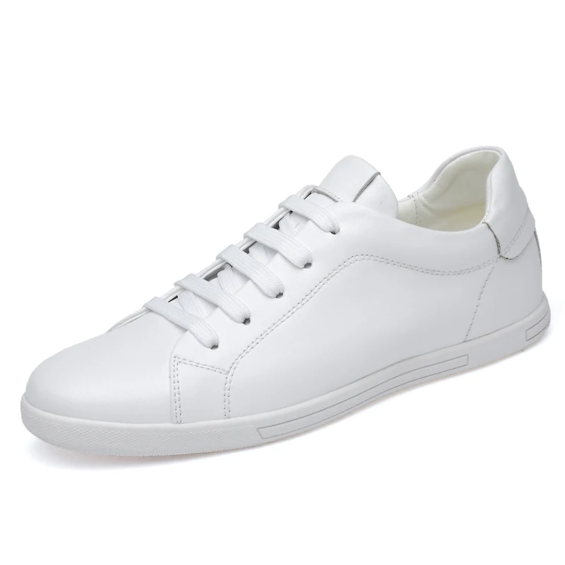 Simple White Sneakers Casual Leather Shoes Leather Men Sneakers White Ma... - $76.50