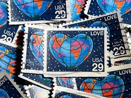 LOVE &amp; HEARTS Vintage Bundles Used Stamps - 25 / packet - choose your fa... - $1.10