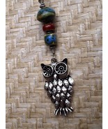 Silver Beaded Owl Ceiling Fan Pull Light chain Handmade - $14.55 CAD