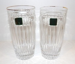 Pair Of Marquis By Waterford Crystal Hanover Gold 5 7/8&quot; Highball Glasses ~Read~ - £79.12 GBP