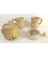 Vtg Lot Of 4 Cole Pottery North Carolina Mugs, Votive Candle, Butter / C... - $22.58