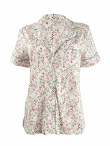 Charter Club Notch Collar Short Sleeve Pajama Top Pink Floral Field Prin... - £15.72 GBP