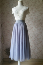 LIGHT GRAY Tulle Midi Skirt Women Custom Plus Size Tulle Skirts image 3