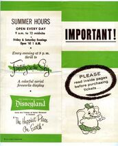 Disneyland Important Ticket Information Brochure 1950's + Auto Park Ticket - $84.37