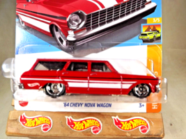 2023 Hot Wheels #222 Hw Wagons 3/5 &#39;64 Chevy Nova Wagon Red w/Chrome RS5 Spokes - $7.75