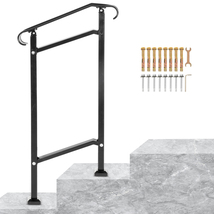 VEVOR Outdoor Handrail with Installation Kit Fit 1-2 Steps Wrought Iron,... - $42.99