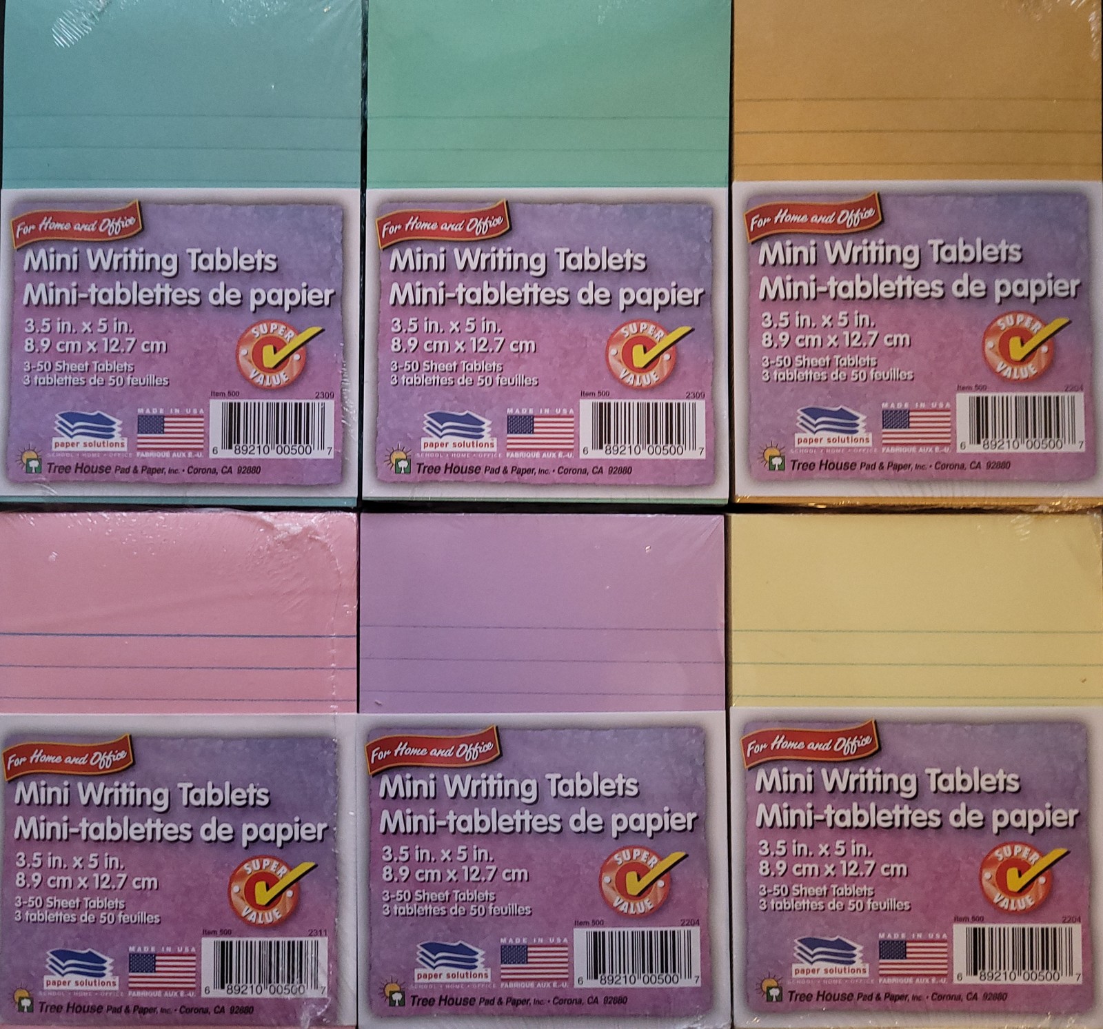 Mini-Writing Tablets Lined 3.5&quot; x 5&quot; 3x50 Sheet Tablets/Pk, S24, Select:... - $3.49