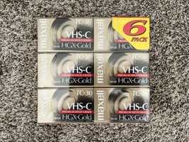 Maxell TC-30 VHS-C Premium High Grade HGX-Gold 6 Pack VHSC Cassette Tapes - $24.24