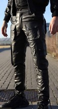 New Men Real Leather Pant Genuine Soft Lambskin Biker Trouser Cargo Pocket Jeans - £151.87 GBP