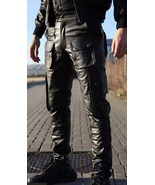 New Men Real Leather Pant Genuine Soft Lambskin Biker Trouser Cargo Pock... - £149.40 GBP