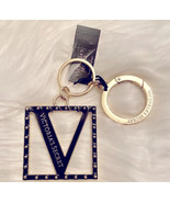 Victoria’S Secreto Monograma Negro Oro Llavero Anillo V Logo Dije Tachas... - $13.67