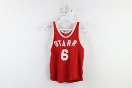 Vintage 60s 70s Boys Size 30 32 Knit Basketball Jersey Starr Red #6 USA - £31.11 GBP