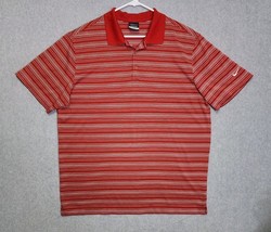 Nike Golf Polo Shirt Mens XL Red White Striped Dri Fit Short Sleeve - $14.44