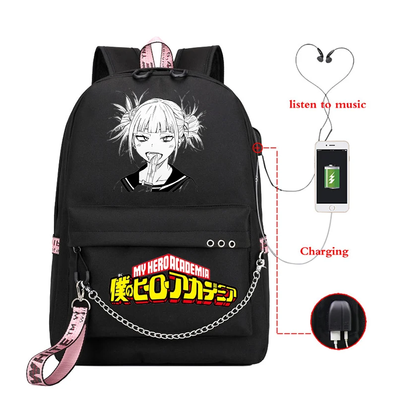 BNHA! Boku No Hero Academia Himiko Toga  School Bag Mochila Usb Charging Backpac - $131.77