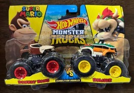 Hot Wheels Monster Trucks Donkey Kong Bowser Super Mario Demolition Doubles 2021 - £15.92 GBP