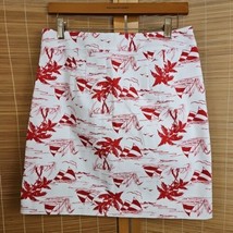 Talbots Nautical Sailboat Pencil Skirt Womens 2 Red White Coastal Beach ... - £23.00 GBP