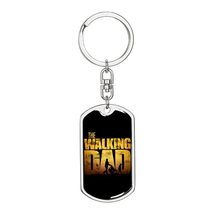 The Walking Dad Swivel Keychain Dog Tag Engraved 18k Gold - £54.47 GBP