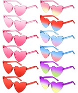 12Pairs Heart Sunglasses for Women Colored Heart Shaped Glasses Pack Fun... - £29.63 GBP