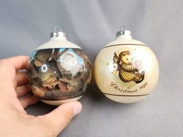 Vintage Christmas Ornaments Schmid Glass Balls Hummel (1984) &amp; Nativity (1982) - £11.90 GBP