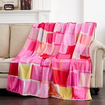 Roomtalks Colorful Pink Geometric Throw Blanket, 50X60 Cute Modern Mid Century - £22.40 GBP