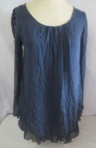 NWT Carla Conti Italy silk blouse  Layered sukj Tunic top Sz S Floral lace - £33.03 GBP