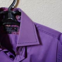 Deluxe Collection | Men's Purple Long sleeve Button down Casual Shirt | Sz. 3 image 7