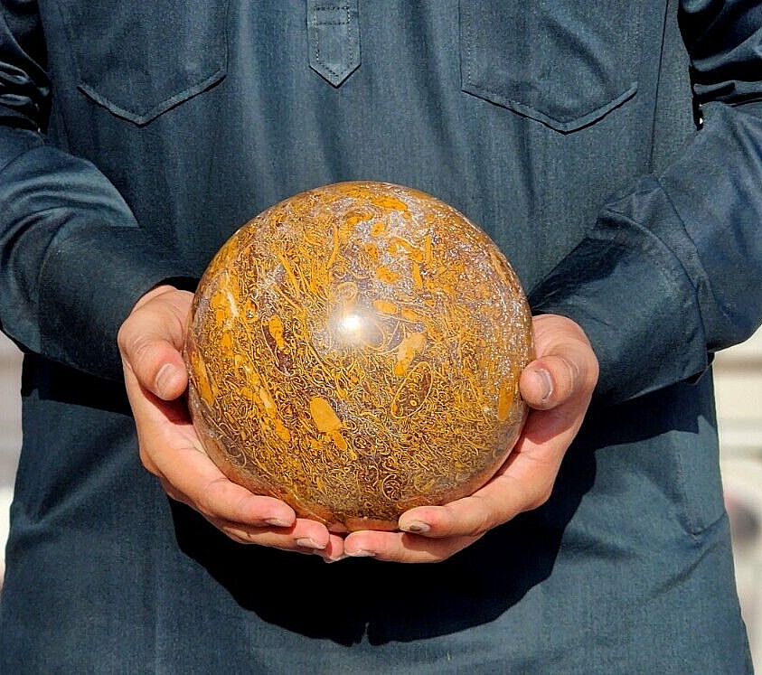 Mariam Jasper Elephant Skin Calligraphy Crystal Sphere Gemstone Ball 170mm - $418.01