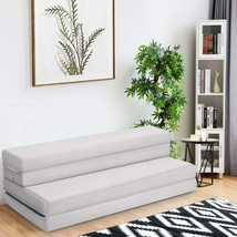 4 Inch Folding Sofa Bed Foam Mattress with Handles-Queen Size - £143.48 GBP