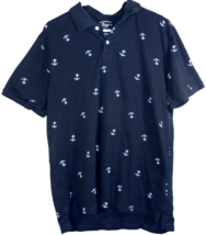 GH Bass &amp; Co Men's size Large Navy Blue White Anchors Nautical Polo Shir... - $6.88