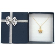 14K Gold Wish Upon A Star Charm with 18&quot; Gold Cable Chain &amp; Gift Box - £85.24 GBP
